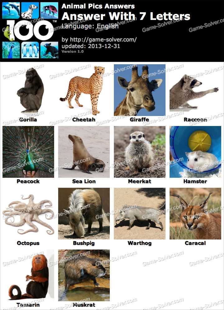 100 pics animal answers