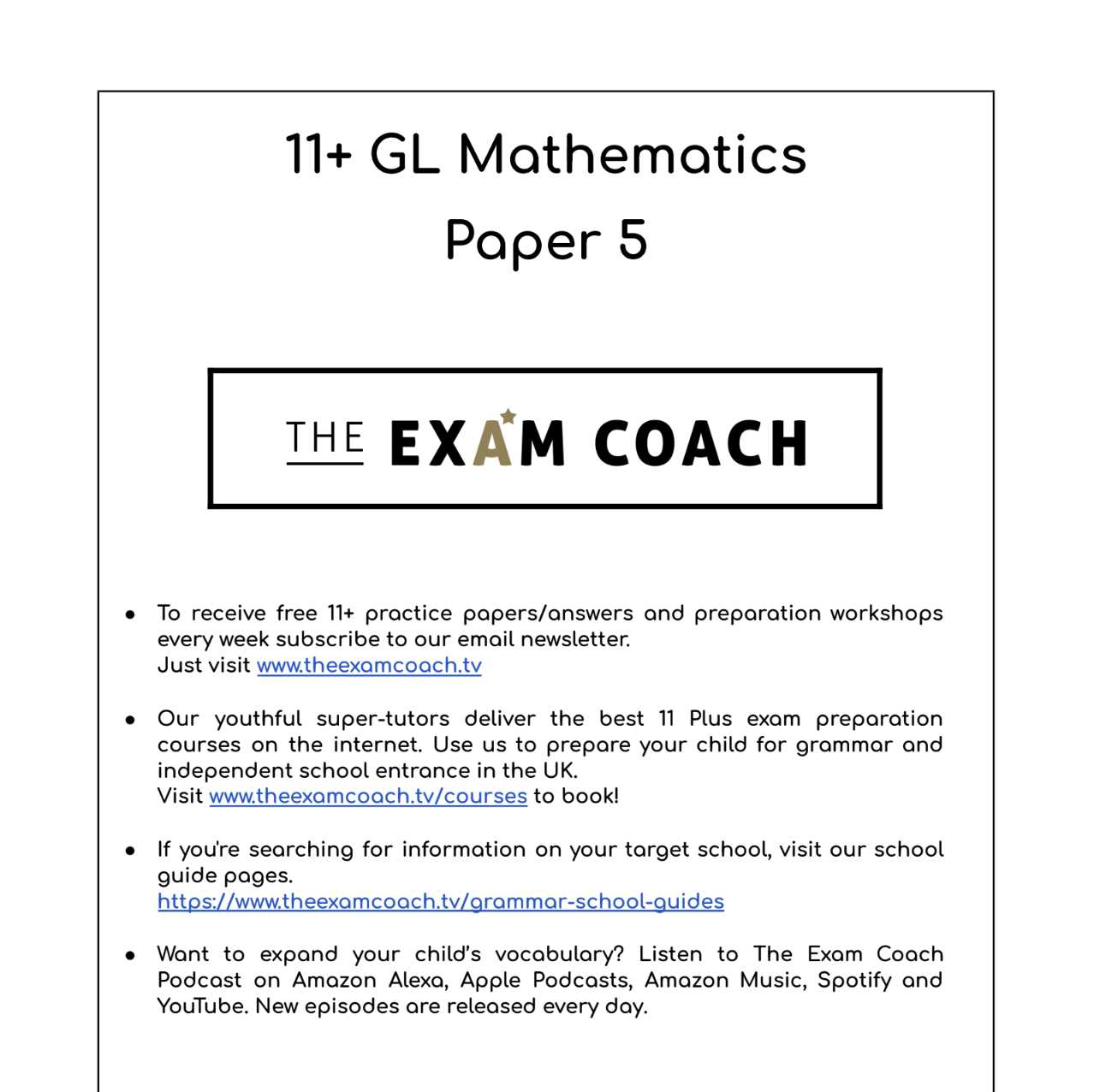 11 plus exam questions and answers