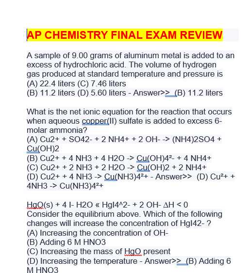 2008 ap chemistry exam answers