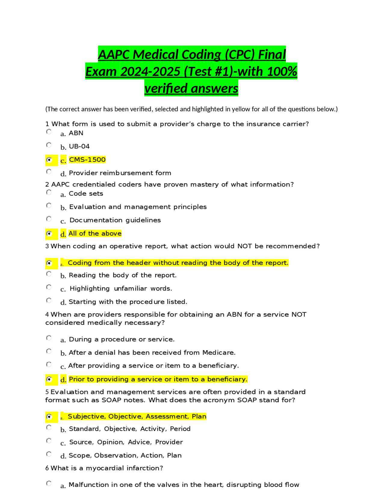 2025 advanced exam vita answers