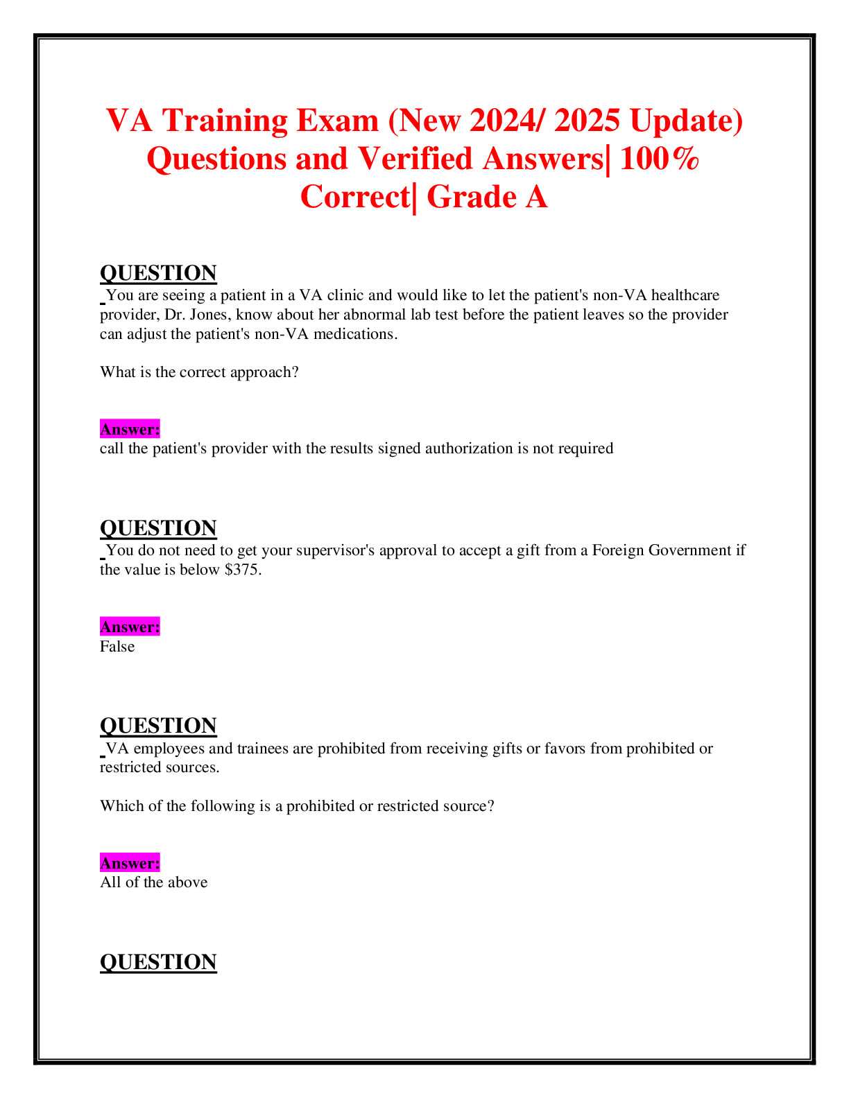 2025 advanced exam vita answers