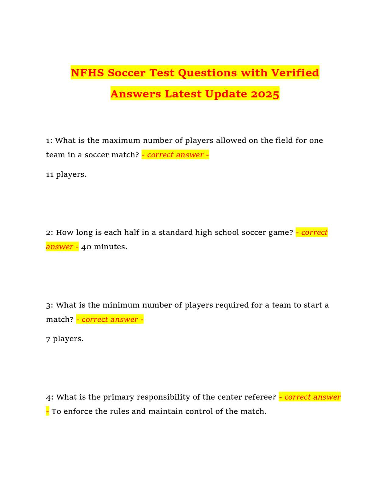 2025 nfhs soccer exam part 1 answers