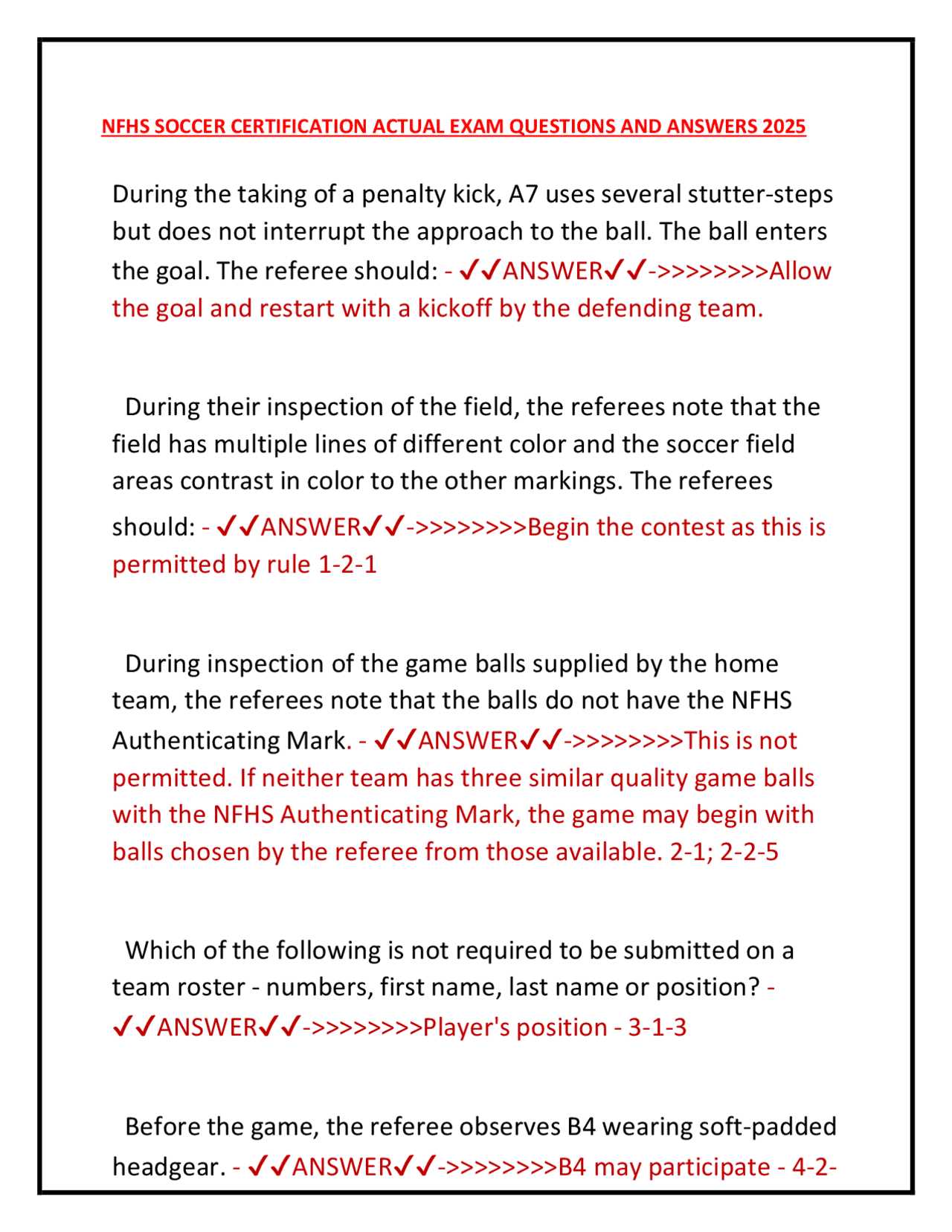 2025 nfhs soccer exam part 1 answers