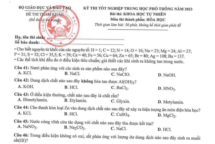 2025 chemistry exam answers