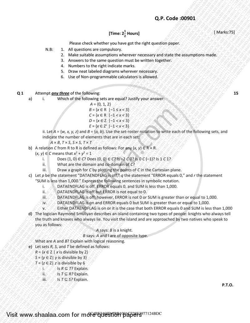 discrete mathematics exam questions and answers