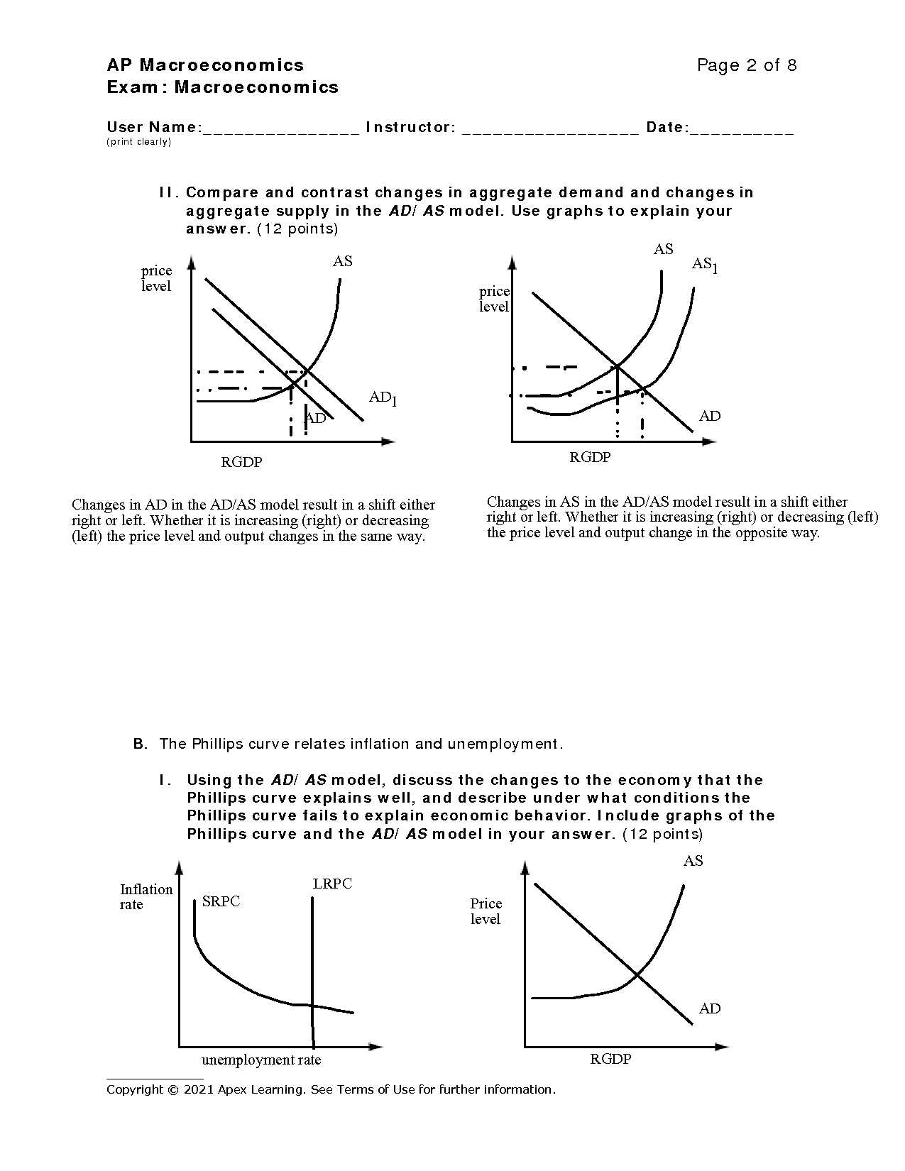 macroeconomics practice test with answers