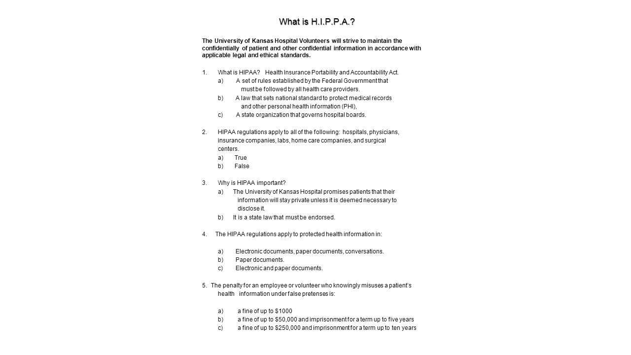 hipaa privacy test answers