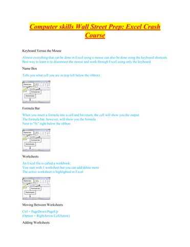 excel crash course exam wall street prep answers