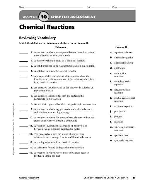 prentice hall chemistry chapter 9 assessment answers