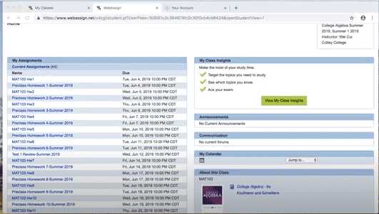 webassign test answers