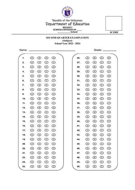 bubble exam answer sheet