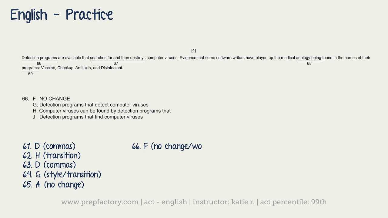 act practice test 1 english test answers