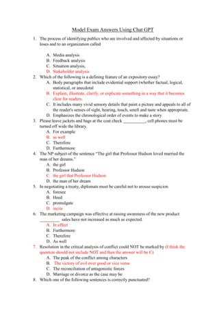 effective sentences exam answers