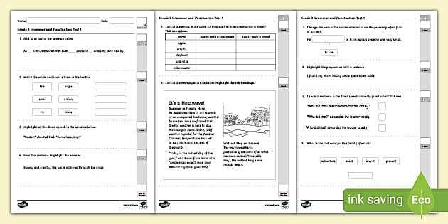 grade 3 english test papers