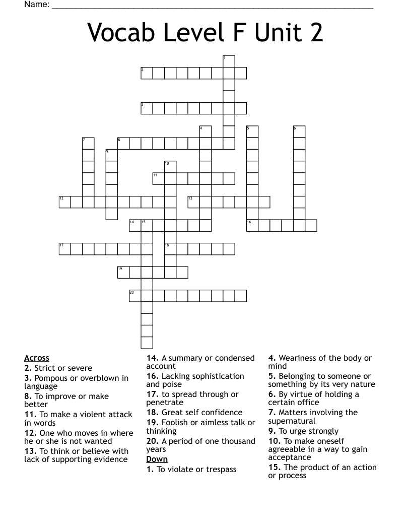 vocab unit 7 level f answers