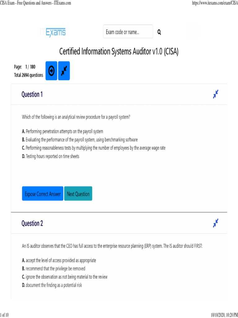 cisa exam questions and answers