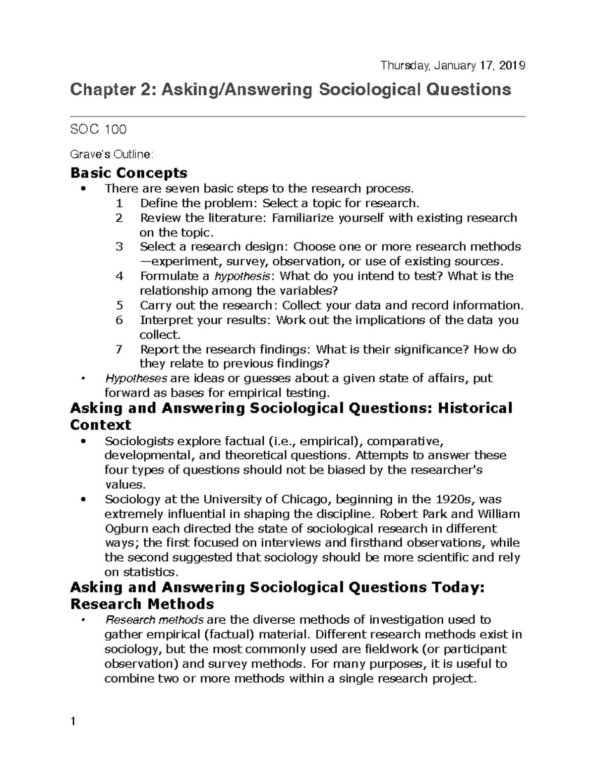 sociology chapter 2 test answers