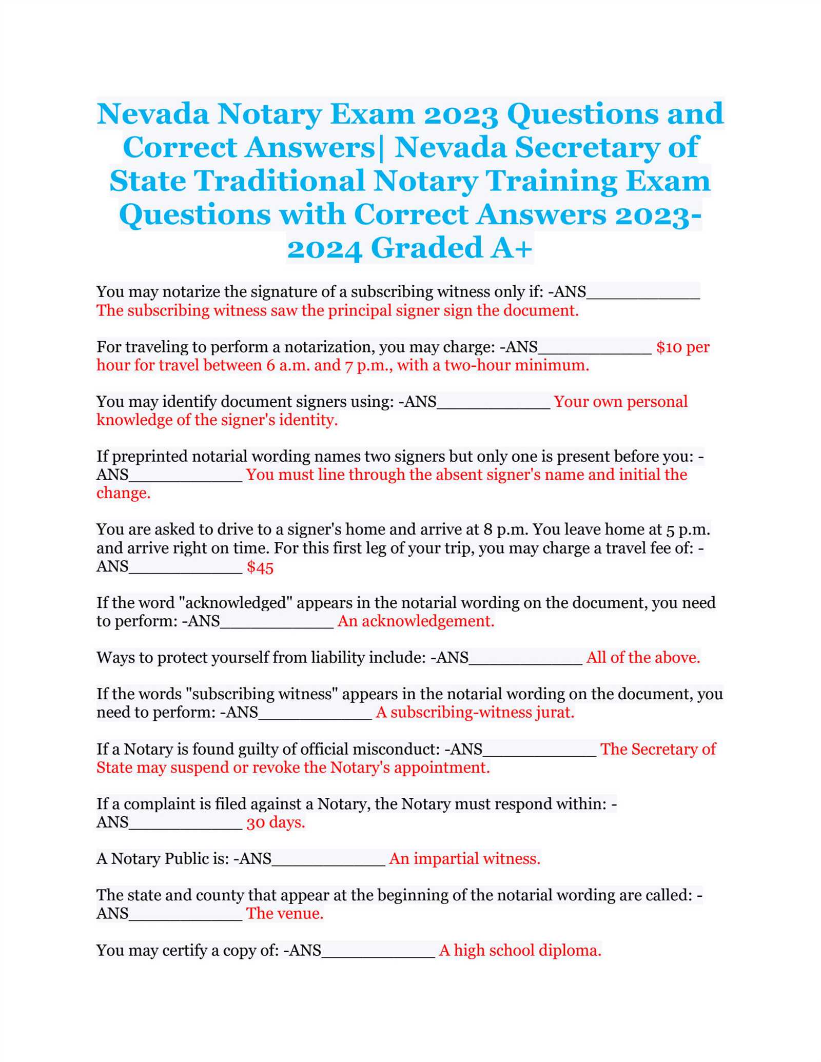 security guard exam answers nevada