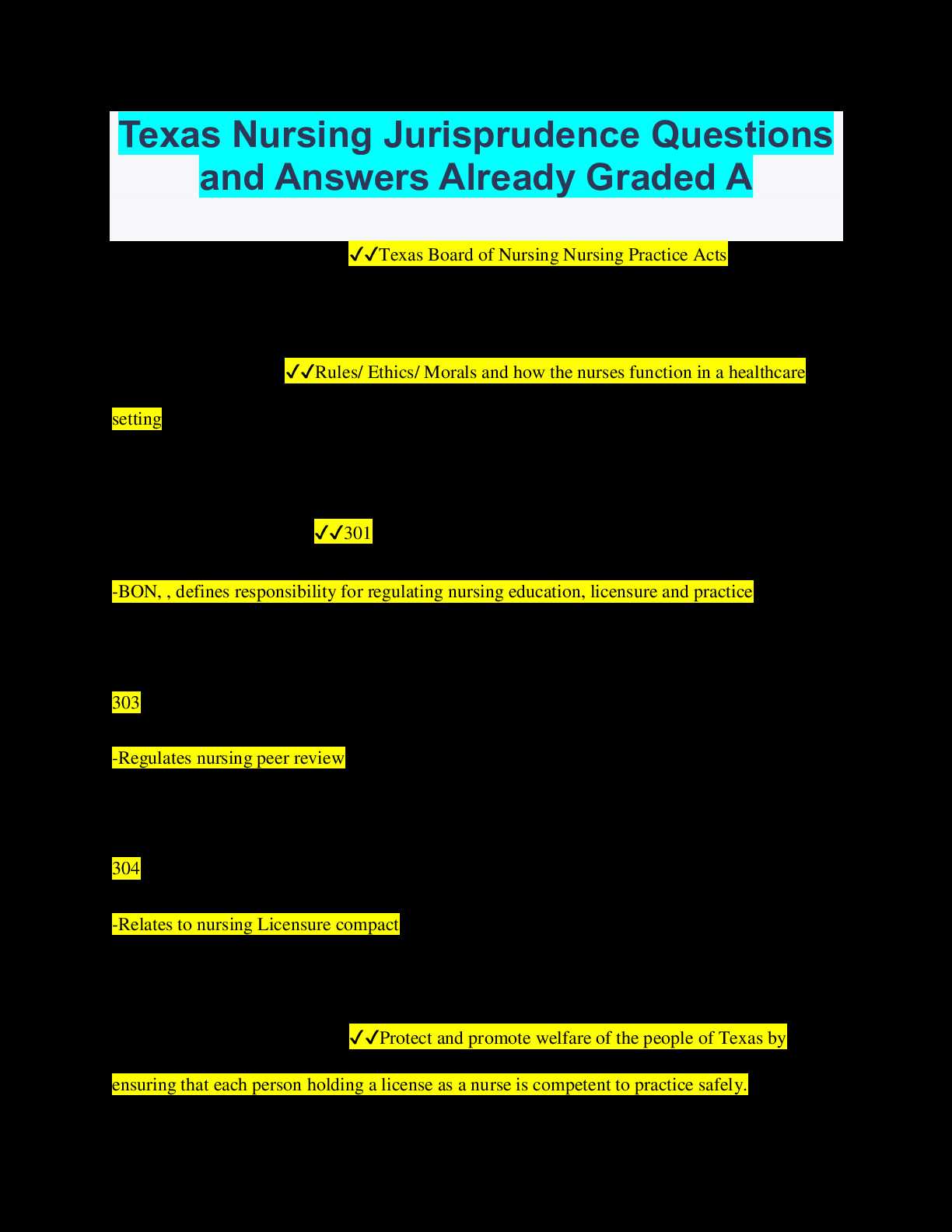 texas rn jurisprudence exam answers