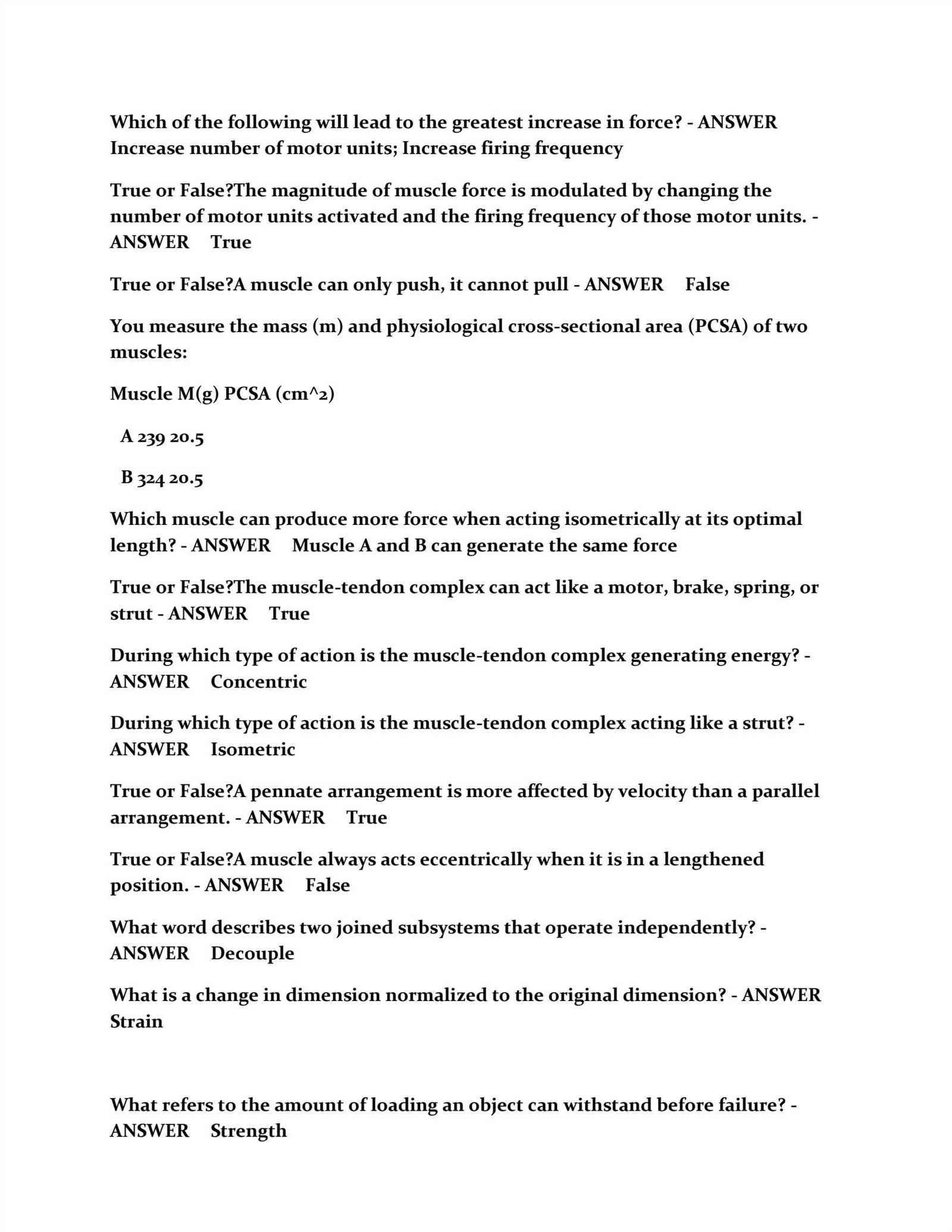 biomechanics exam questions and answers