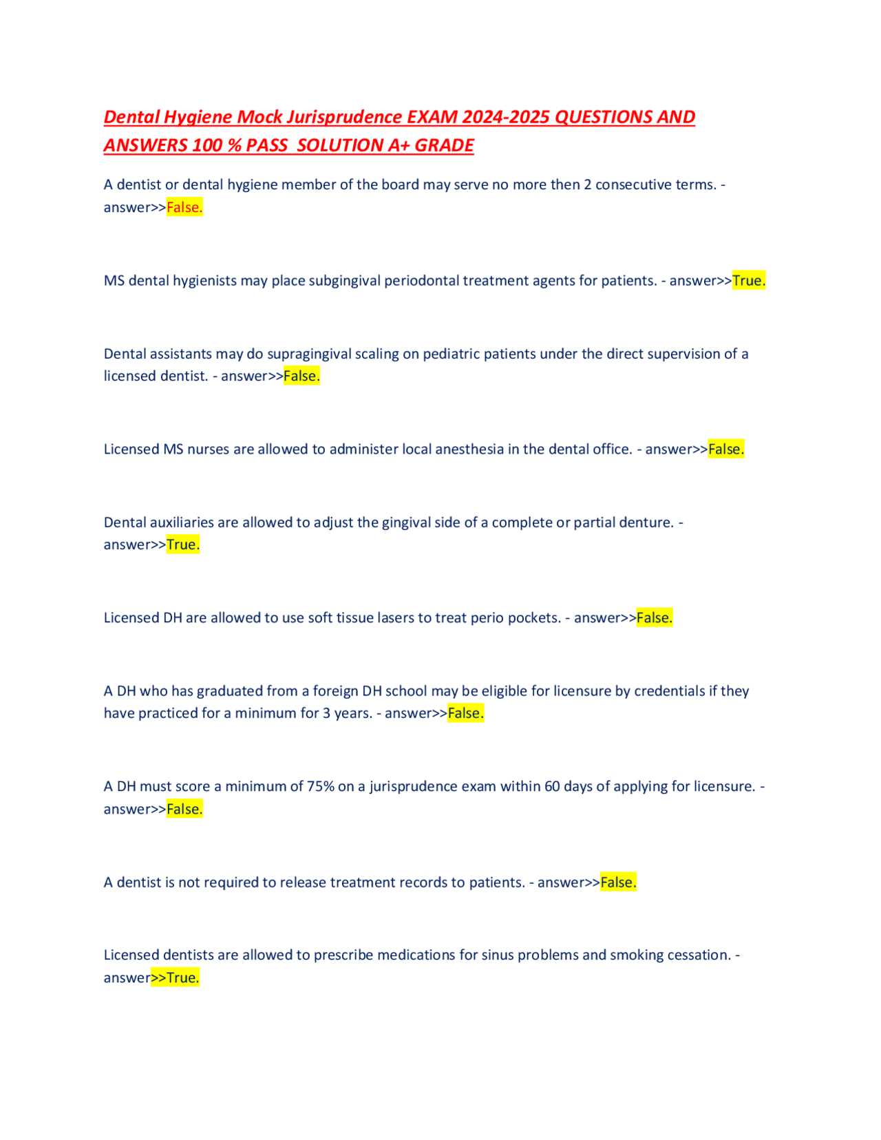 mn dental jurisprudence exam answers