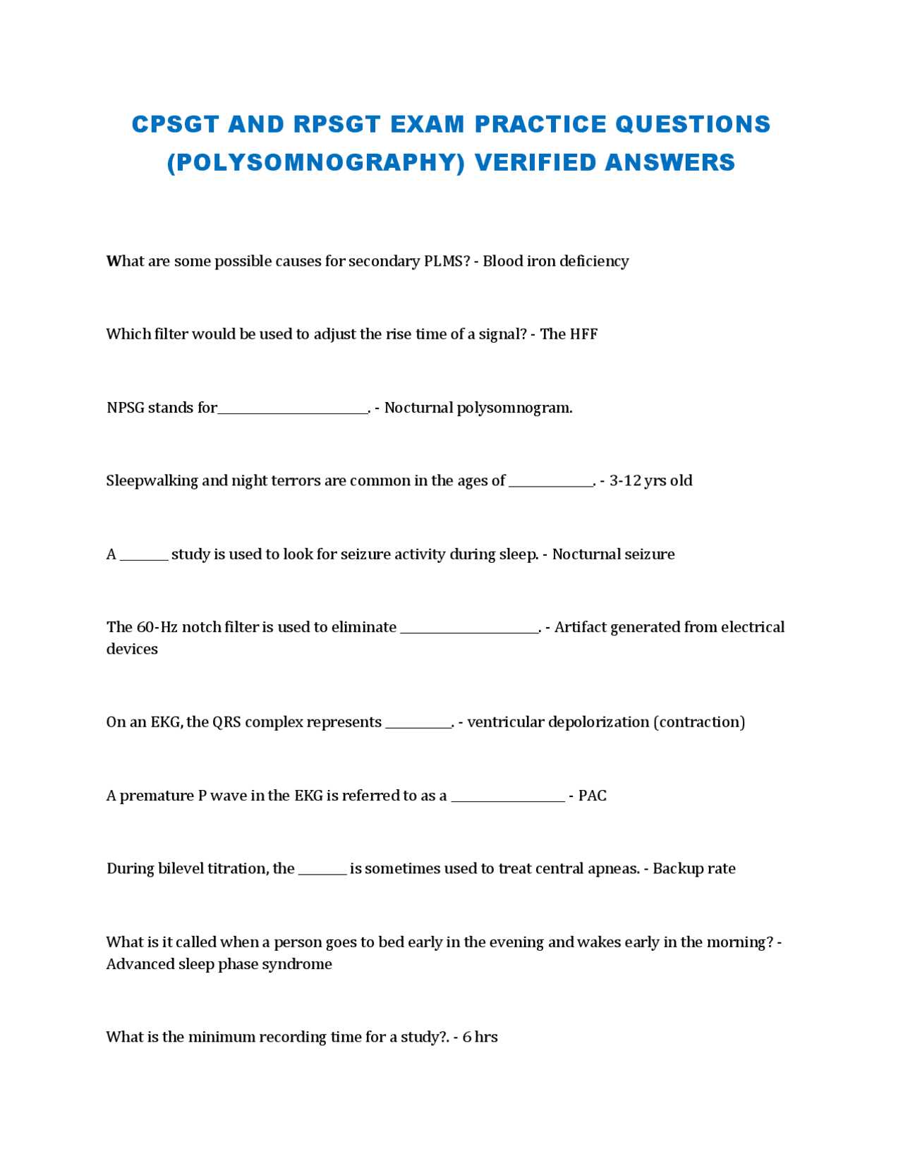 free rpsgt exam questions