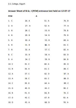 answer sheet doc