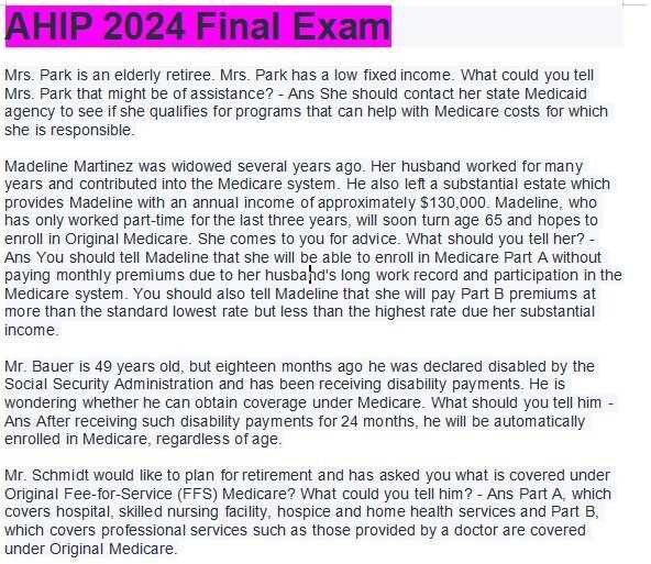 ahip medicare final exam