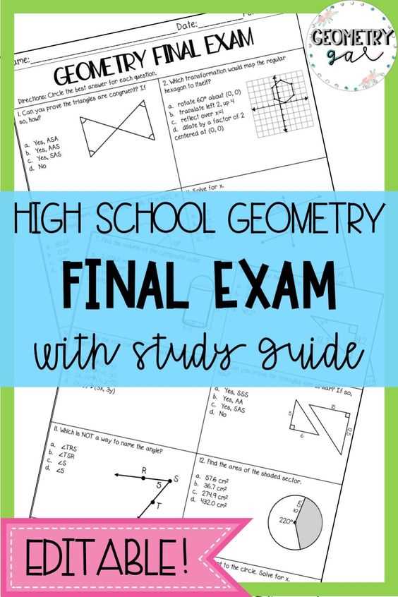 geometry semester exam study guide answers