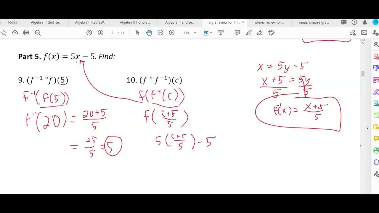 algebra 2 final exam answer key 2025