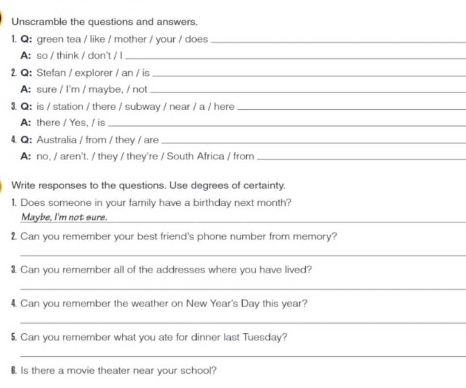 4 pics plus answers