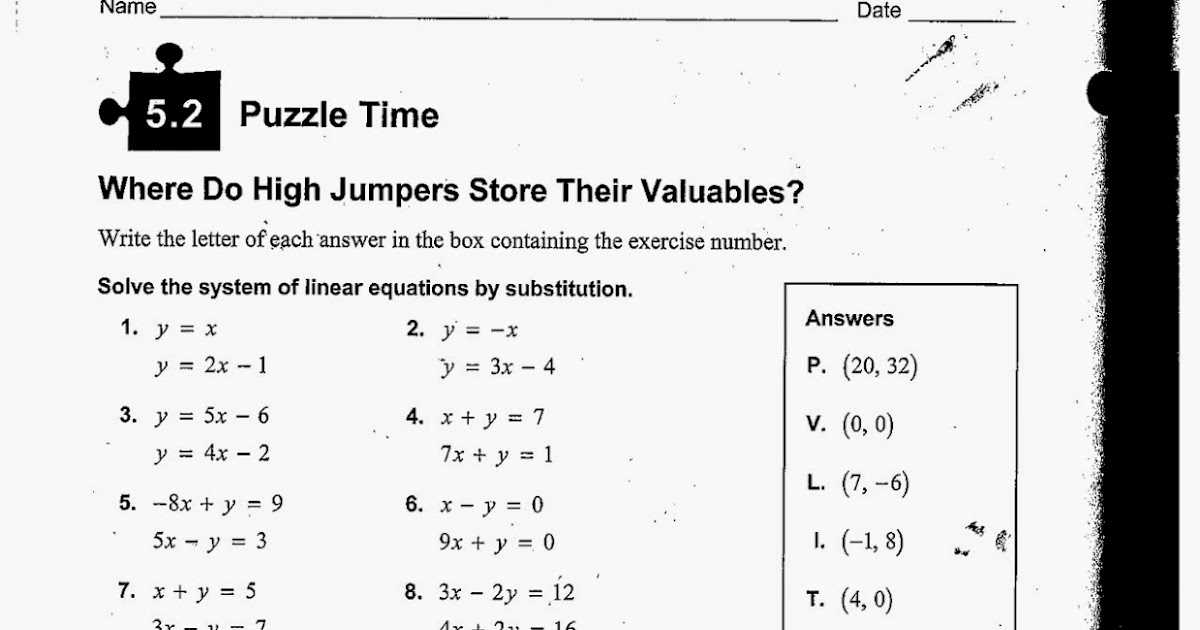 5.2 puzzle time answer key