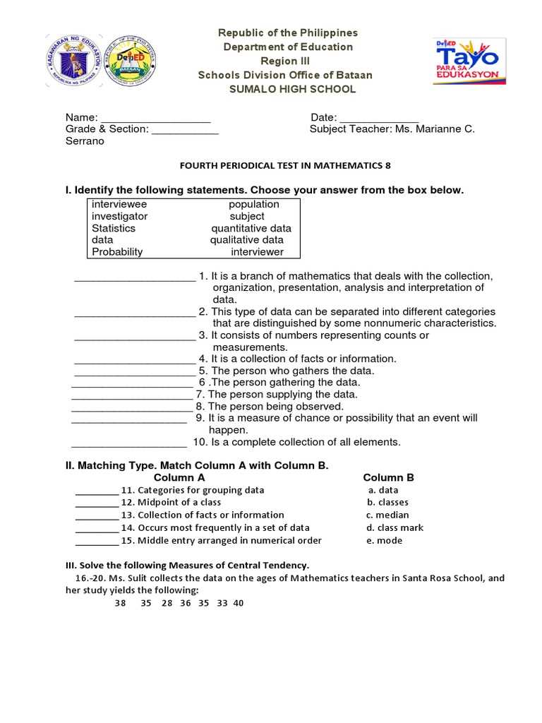 8th grade final exam math