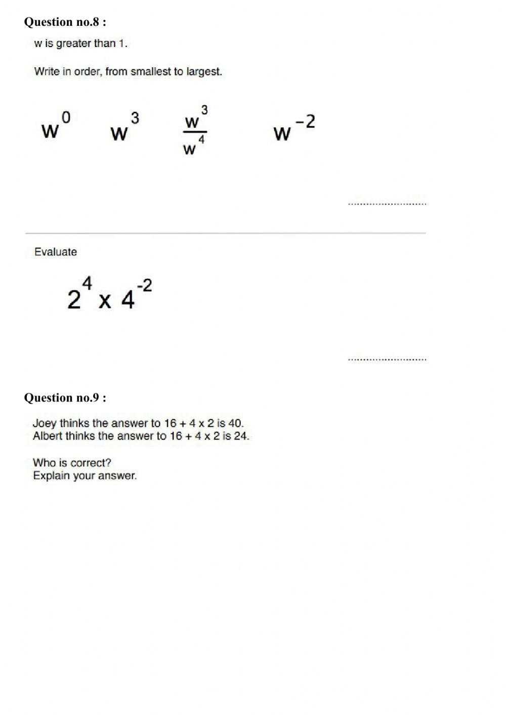 8th grade final exam math