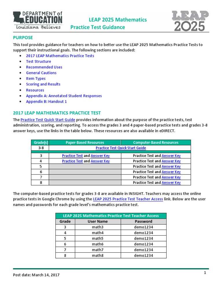 8th grade math practice test with answer key