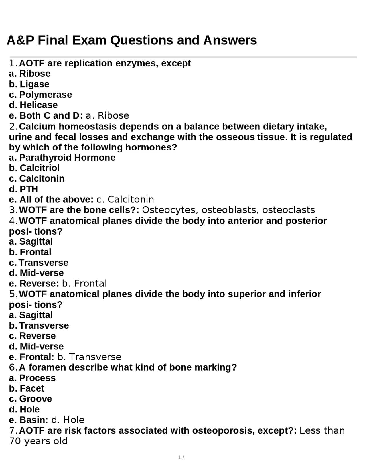 a&p final exam study guide