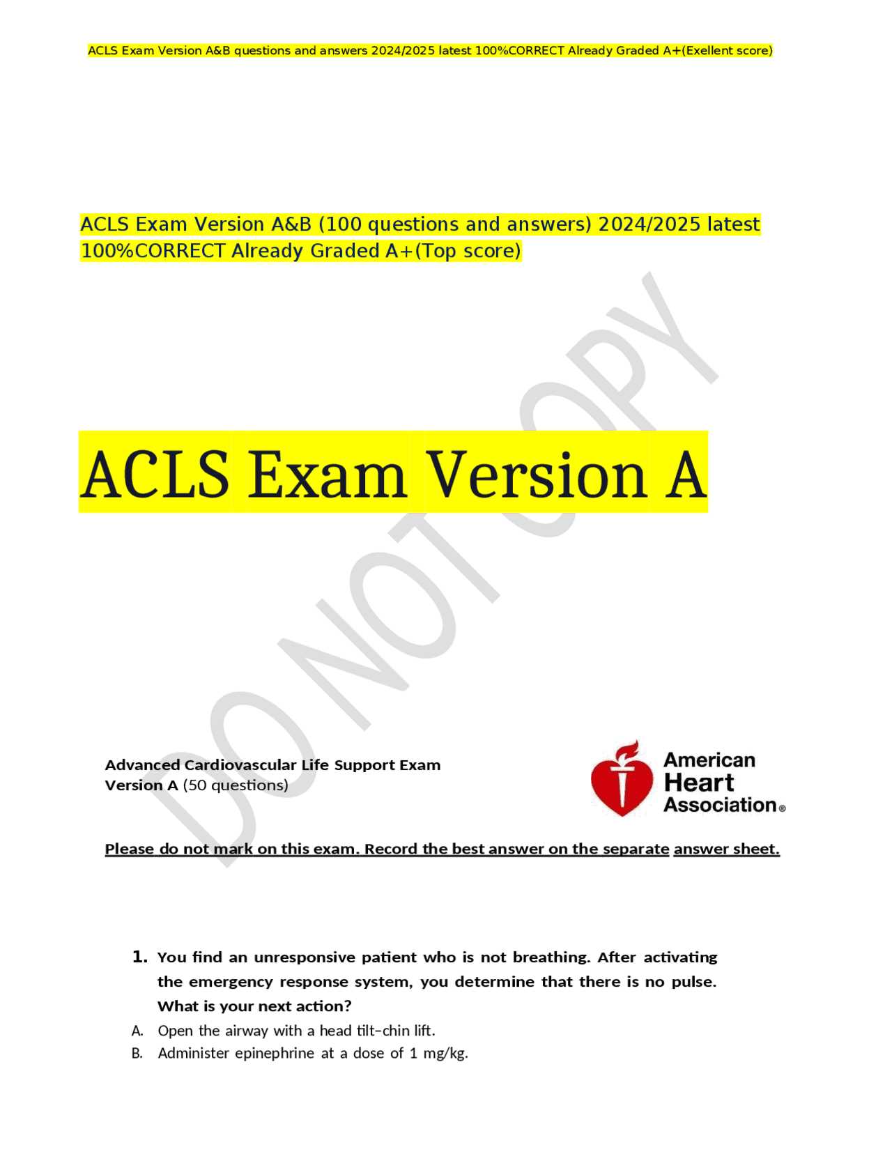 acls 2025 exam answers