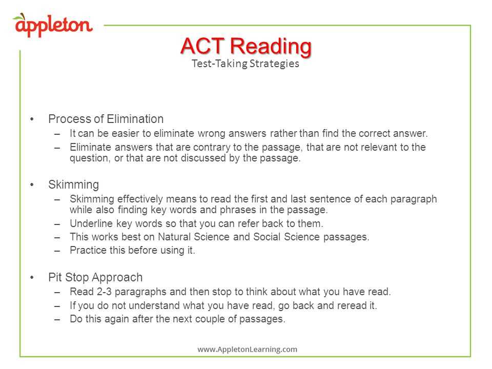 act reading test answer key