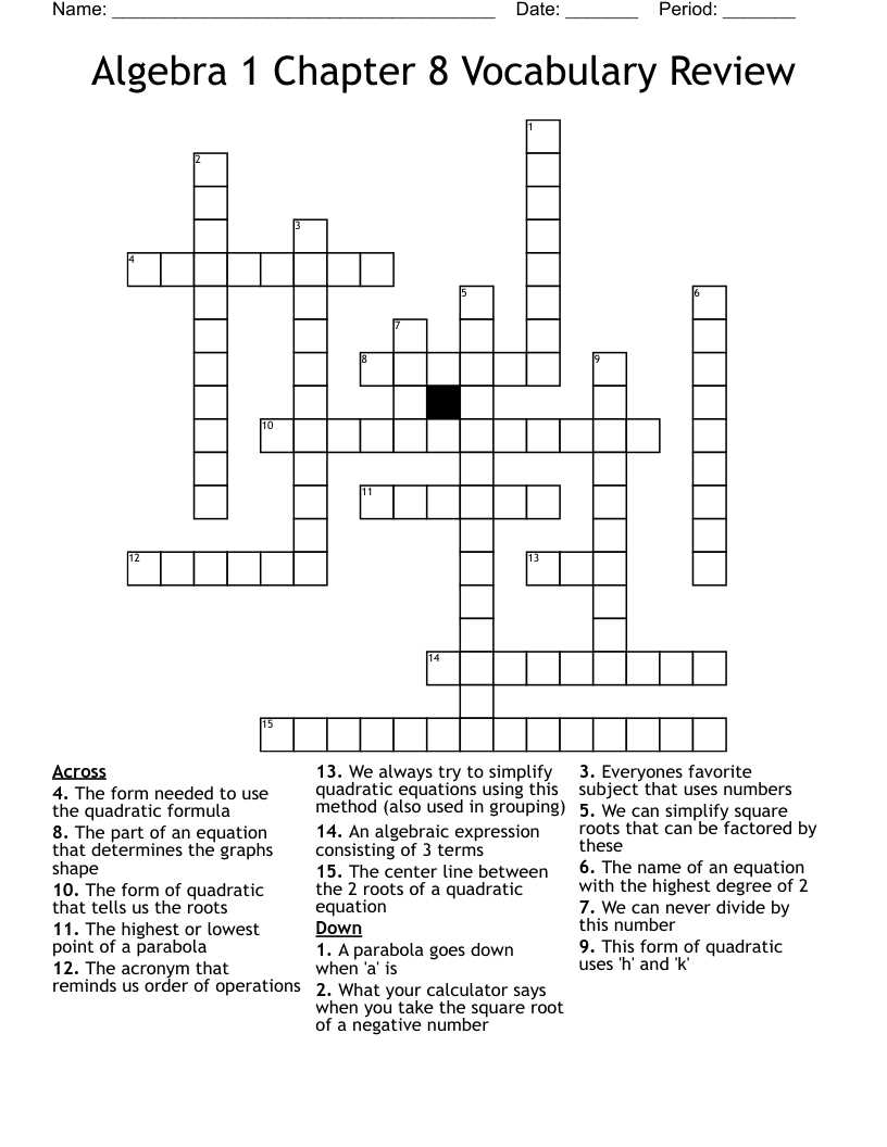 algebra 1 chapter 8 review answers