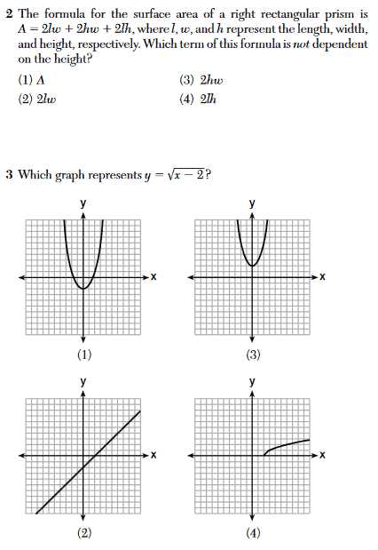 algebra 1 regents exam multiple choice answer key june 2025