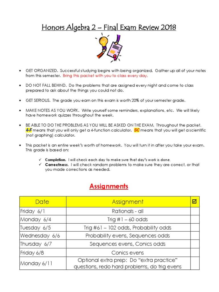 algebra 2 final exam review semester 2