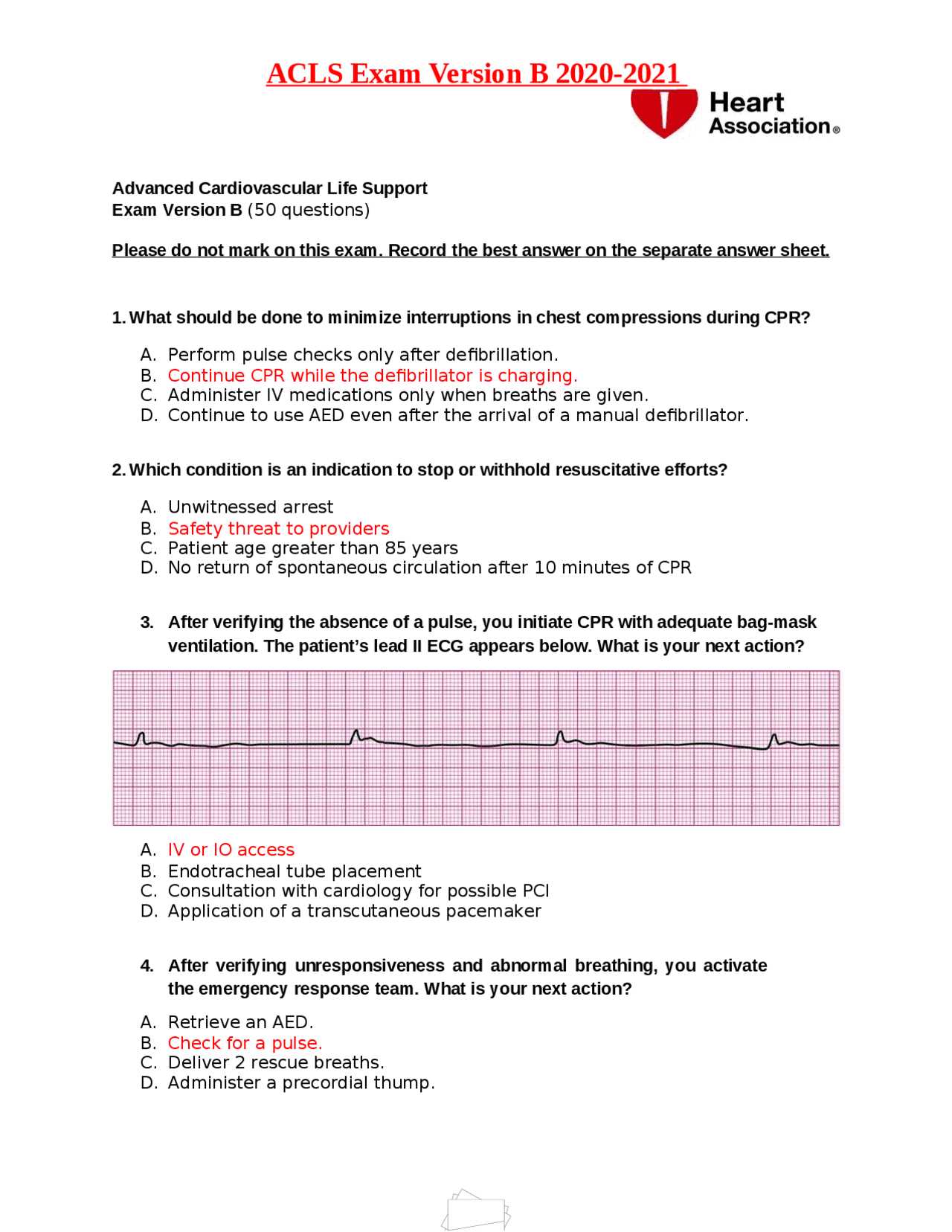 american heart association pretest answers