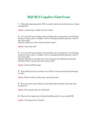 american red cross bls final exam answers