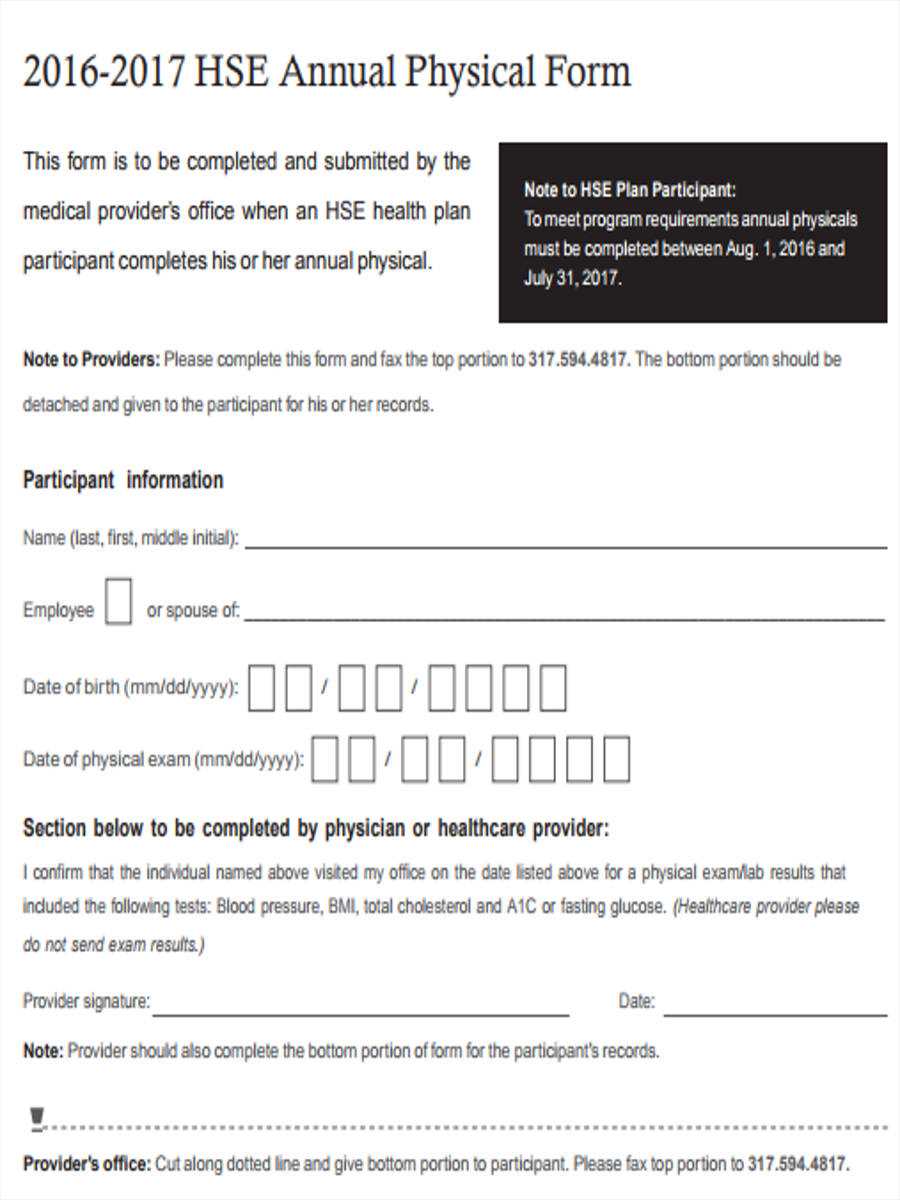 annual physical exam fasting