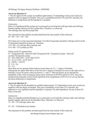 ap biology chi square practice problems answers