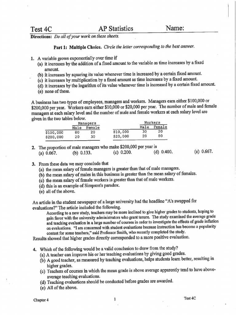 ap statistics chapter 4b test answers