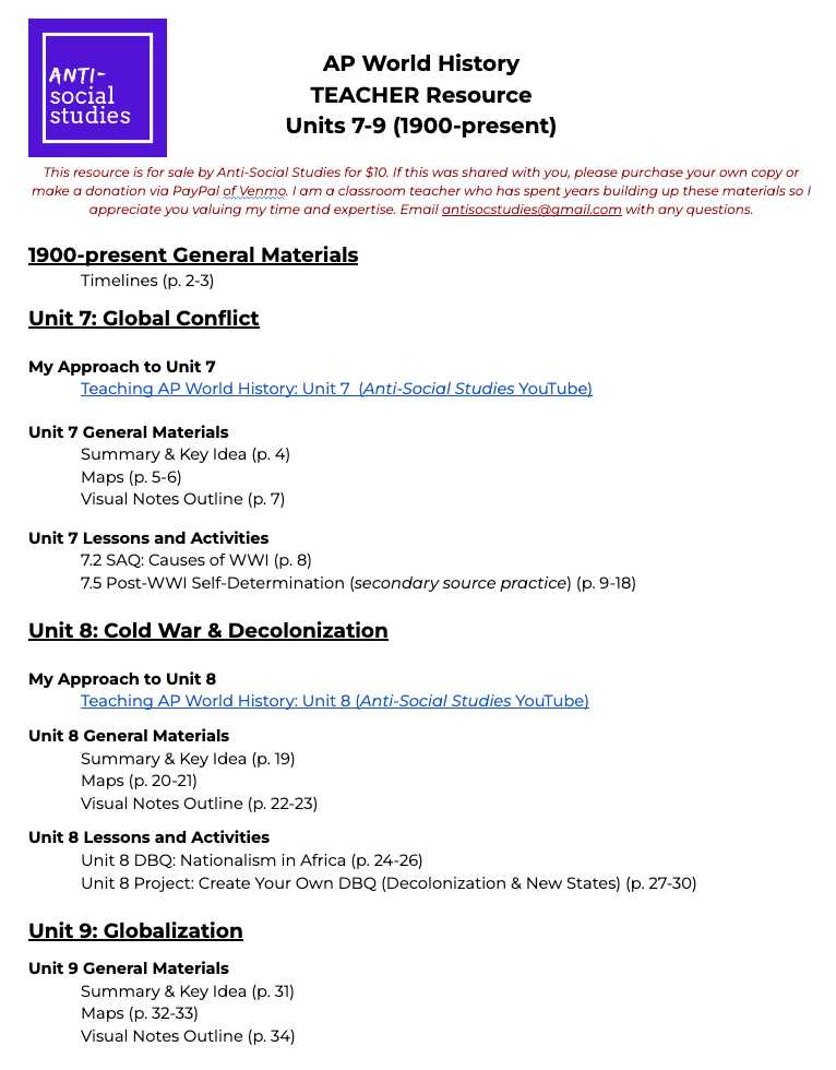 ap world history exam answer key