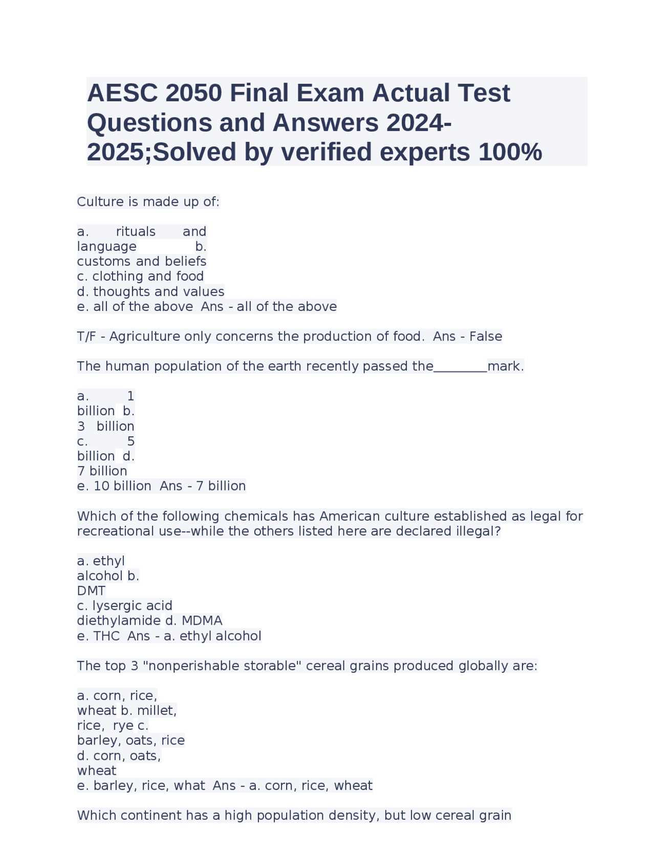 apes exam 2025 answers