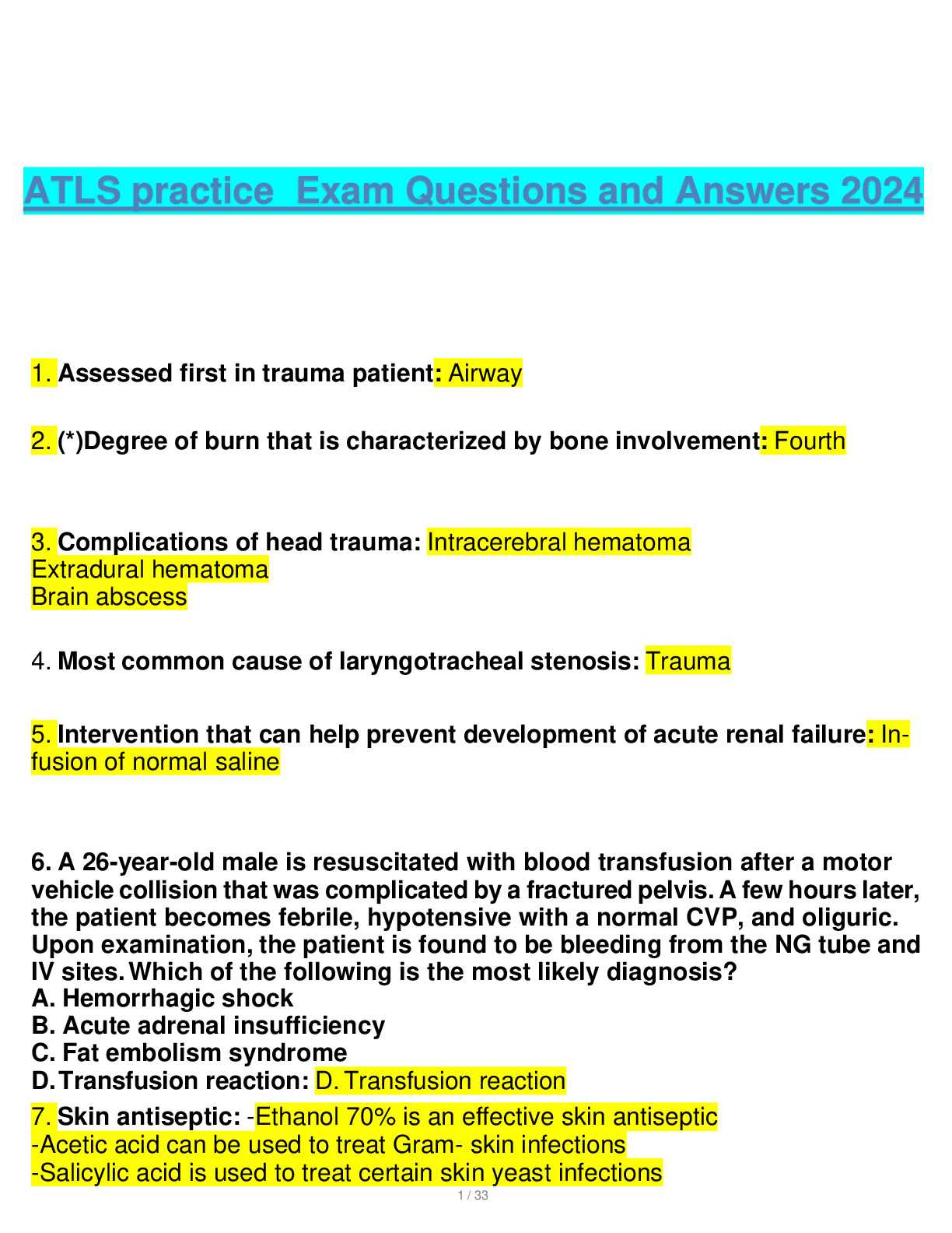 atls exam answers