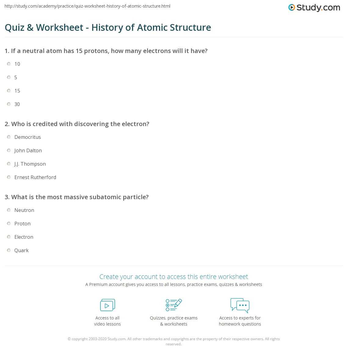 atomic theory exam answers